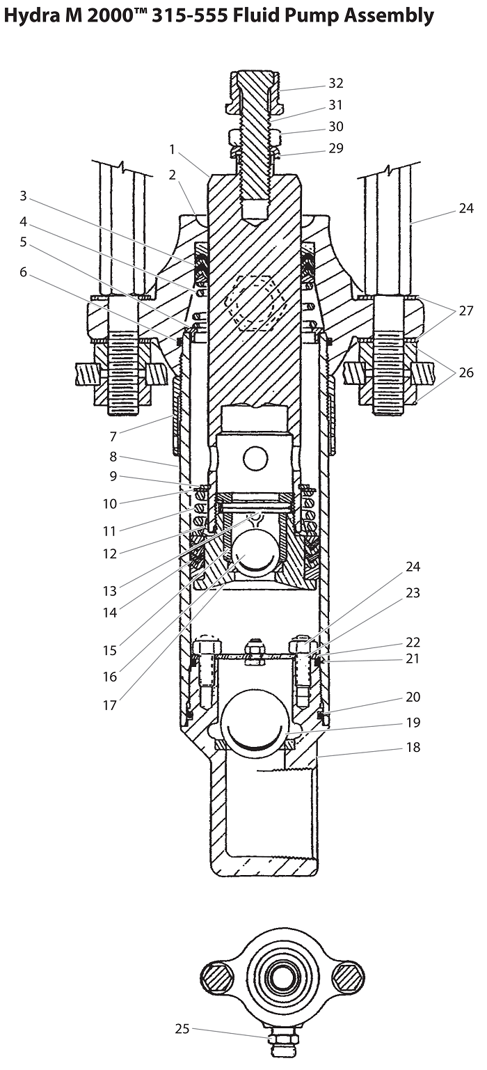 Hydra M2000 315-555 Fluid Pump Assembly Hydra M2000 315-555 Fluid Pump Assembly